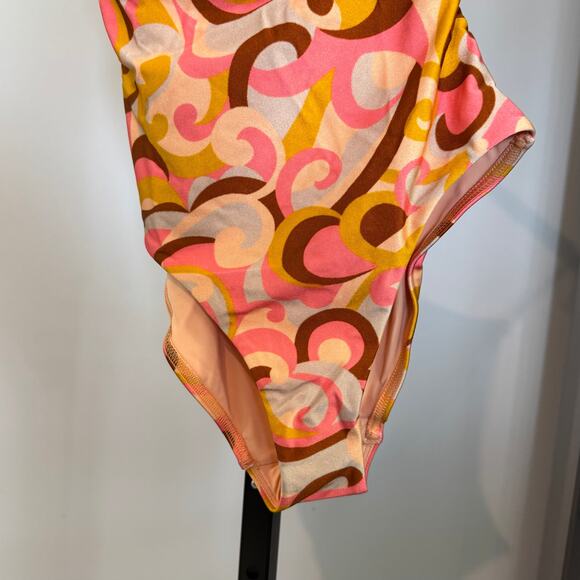 Zimmermann Mae One Shoulder Swimsuit NEW Buckle Embellished Peach Swirl NWT S - Picture 5 of 7